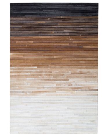 Teppich Kuhfell schwarz-braun 140 x 200 cm Patchwork Kurzflor BEYLI