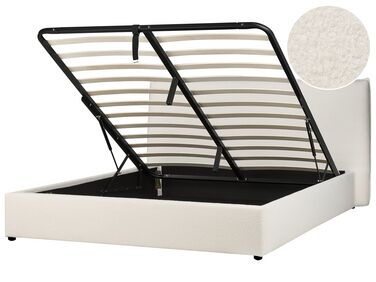Buklé posteľ s úložným priestorom 180 x 200 cm krémová biela LAVAUR