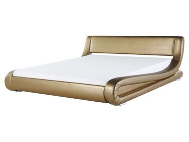 Leather EU King Size Bed Gold AVIGNON