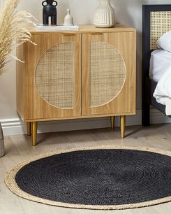 Pyöreä matto juutti musta ⌀ 120 cm MENEMEN Pyöreä matto juutti musta ⌀ 120 cm MENEMEN