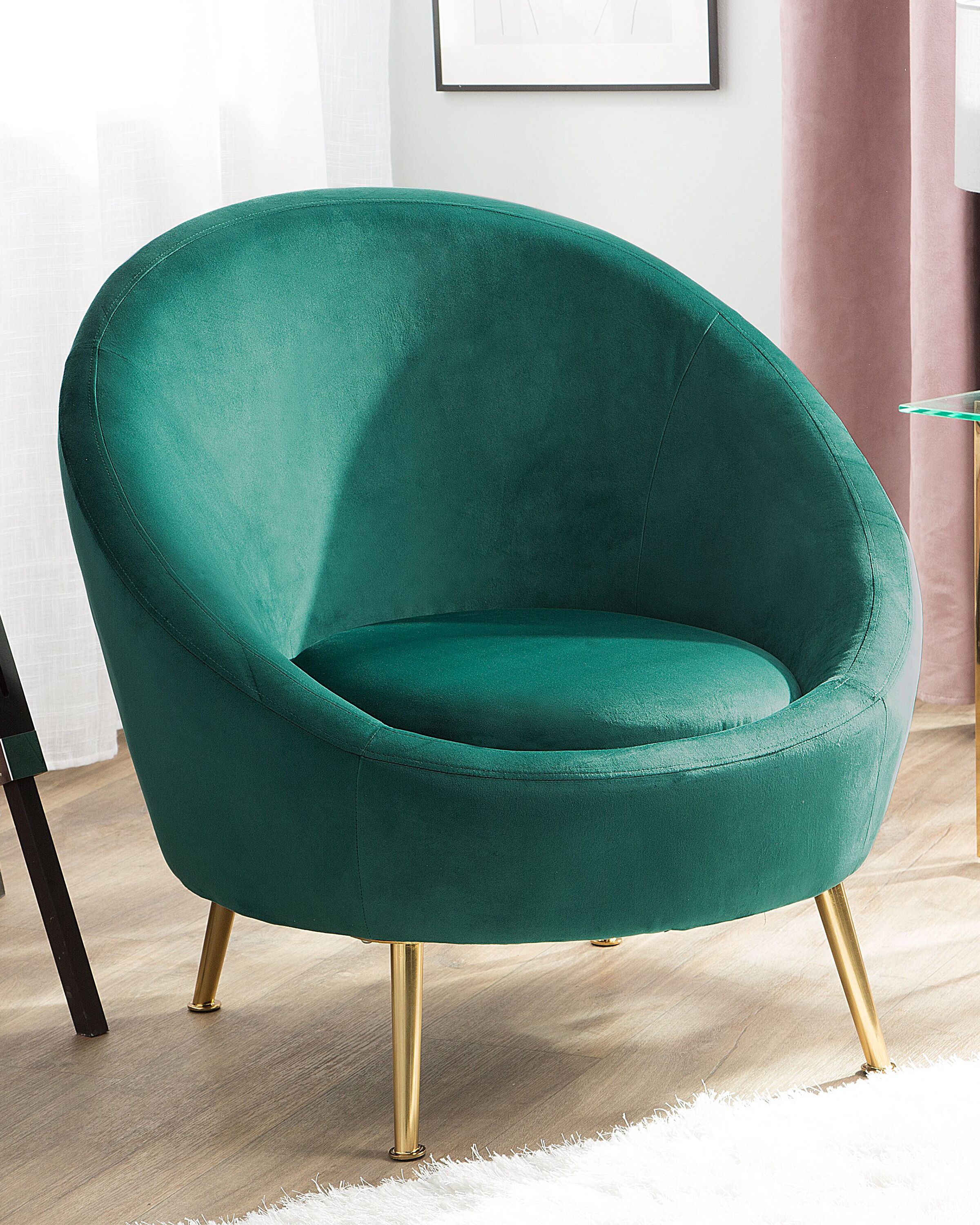 Velvet Accent Chair Emerald Green LANGA | Beliani.co.uk