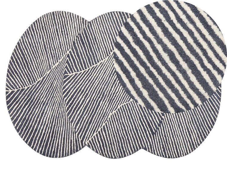Tapis ovale en laine 140 x 200 cm blanc et gris graphite ZABOL_866792