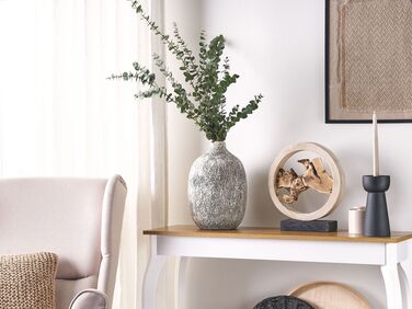 Terracotta Fower Vase 36 cm Grey and White VIGO 
