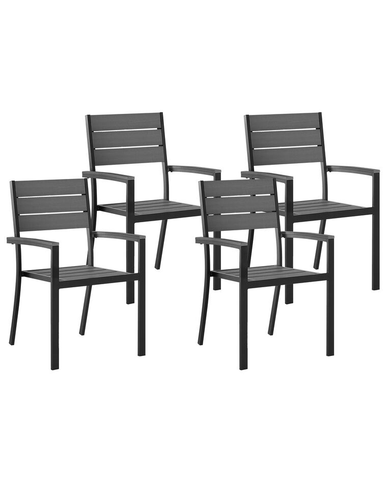 Conjunto de 4 cadeiras de jardim em cinzento escuro PRATO_741517