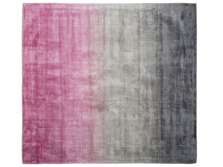 Alfombra de viscosa rosa/gris claro 200 x 200 cm ERCIS_710150