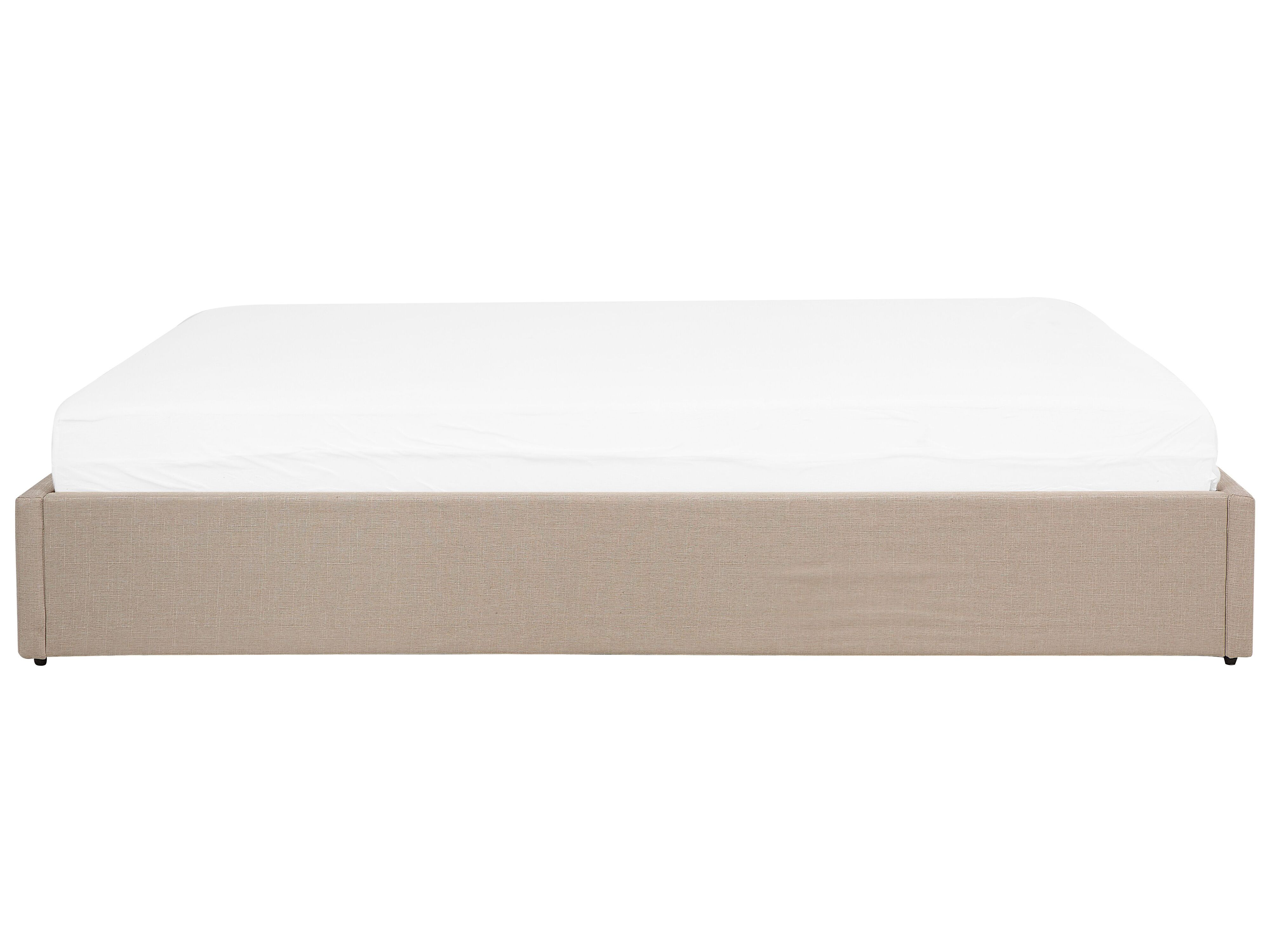 Łóżko z pojemnikiem tapicerowane 180 x 200 cm beżowe DINAN