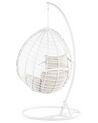 PE Rattan Hanging Chair with Stand White FANO_724372