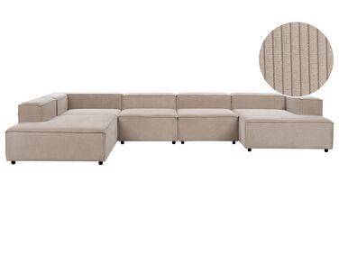 5 pers. sofa lysebrun fløjl højrevendt APRICA
