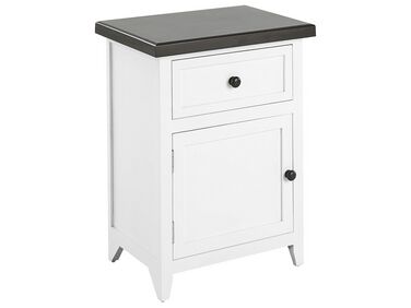 1 Drawer Bedside Table White with Brown LAYOLA