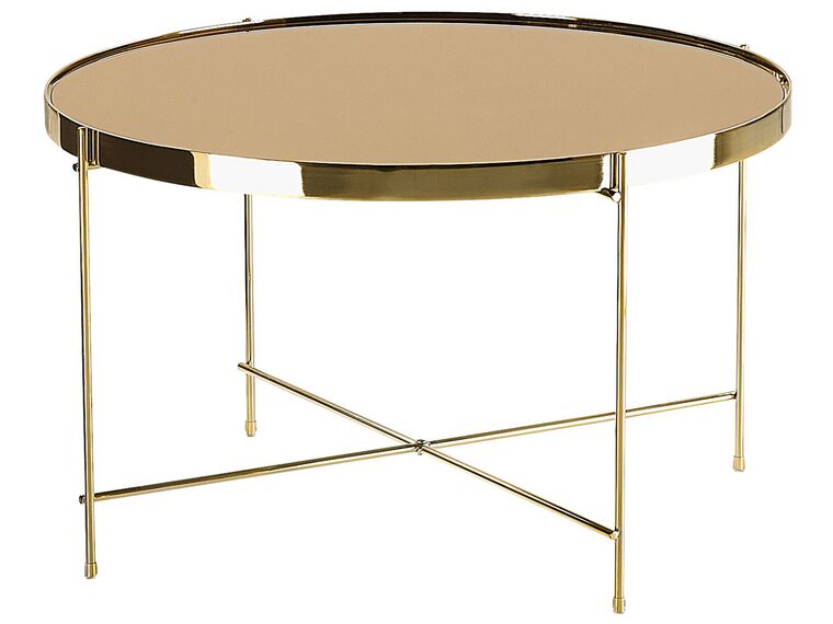 Table basse marron et dorée ronde ⌀ 63 cm LUCEA _771275