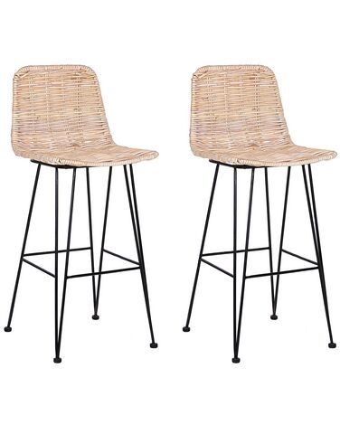 Set of 2 Rattan Bar Chairs Natural CASSITA