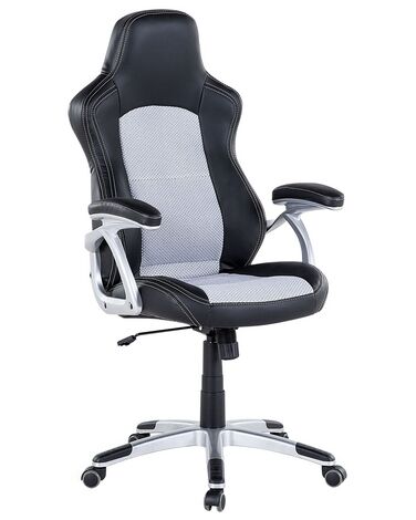 Chaise de bureau en cuir PU noir et gris EXPLORER