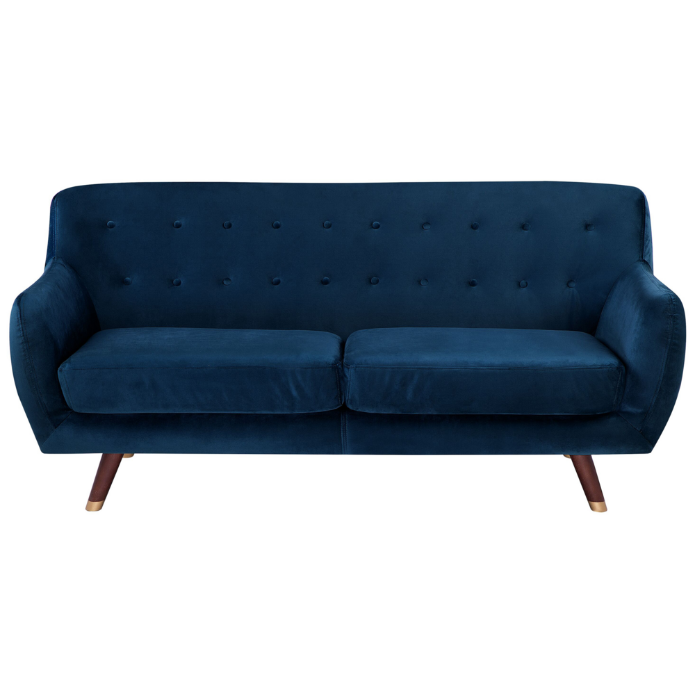 Sofa 3-osobowa welurowa niebieska BODO