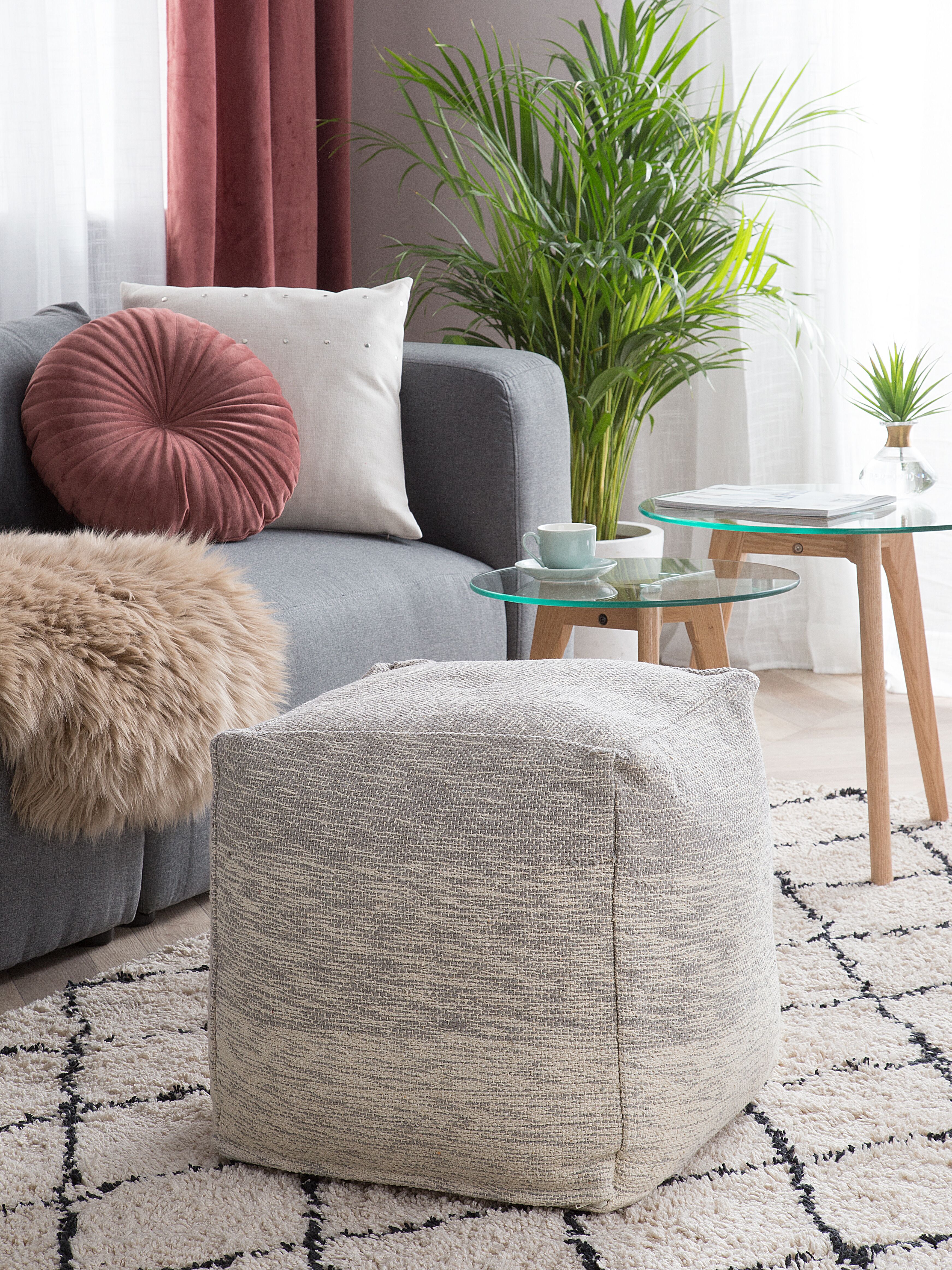 Puf 40 x 40 x 40 cm jasnoszary HIRRI