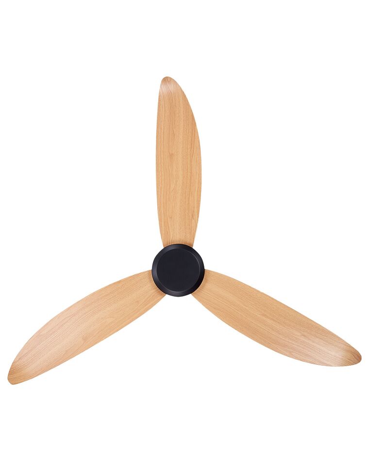 Ceiling Fan Black and Light Wood MALAD Beliani.co.uk