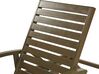 Chaise longue inclinable en bois d'acacia et coussin gris AMANTEA_880559