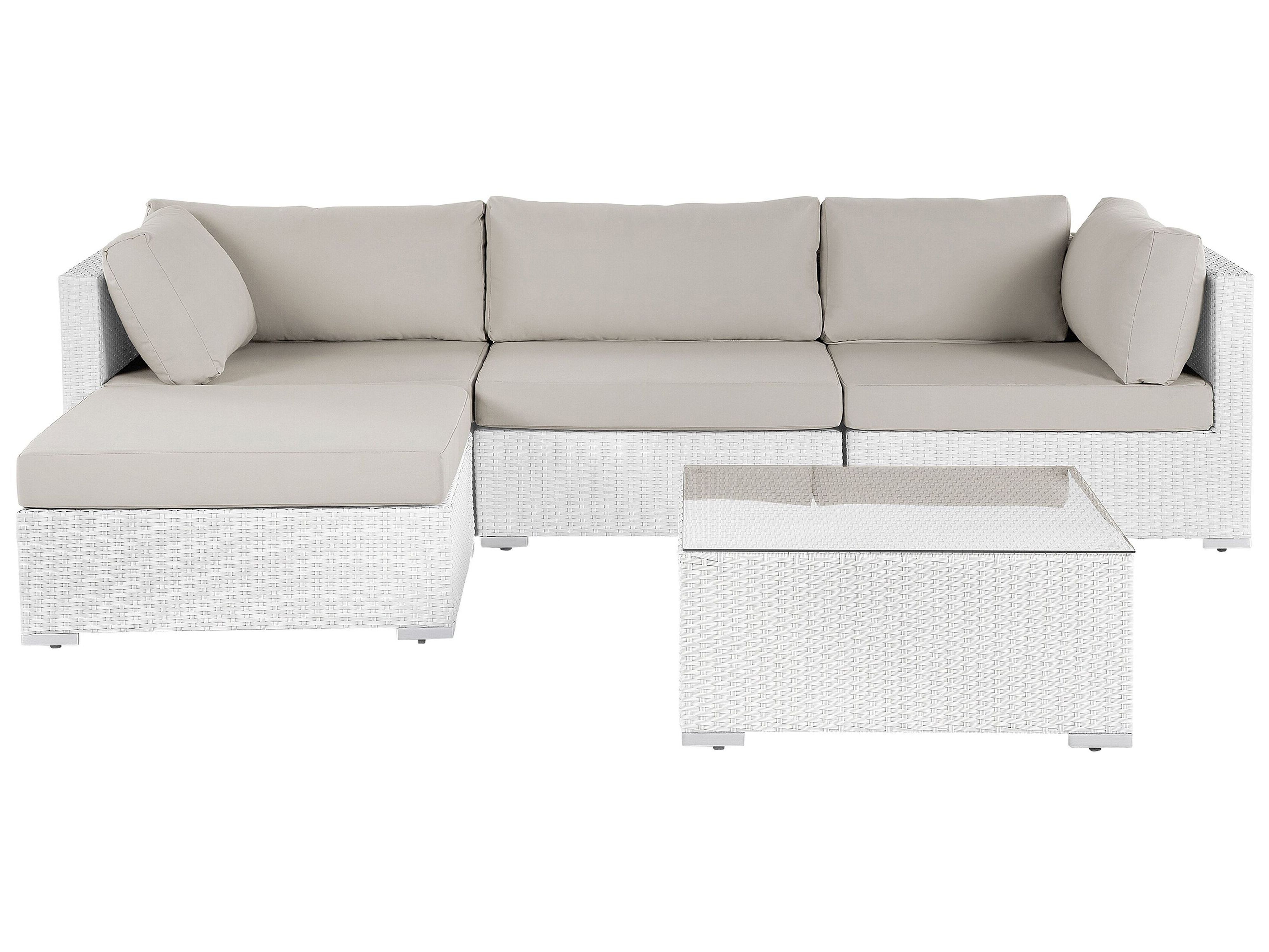 Divano Da Giardino In Rattan Bianco - Set Modulare Con Tavolino, 4 Posti - Foto 5