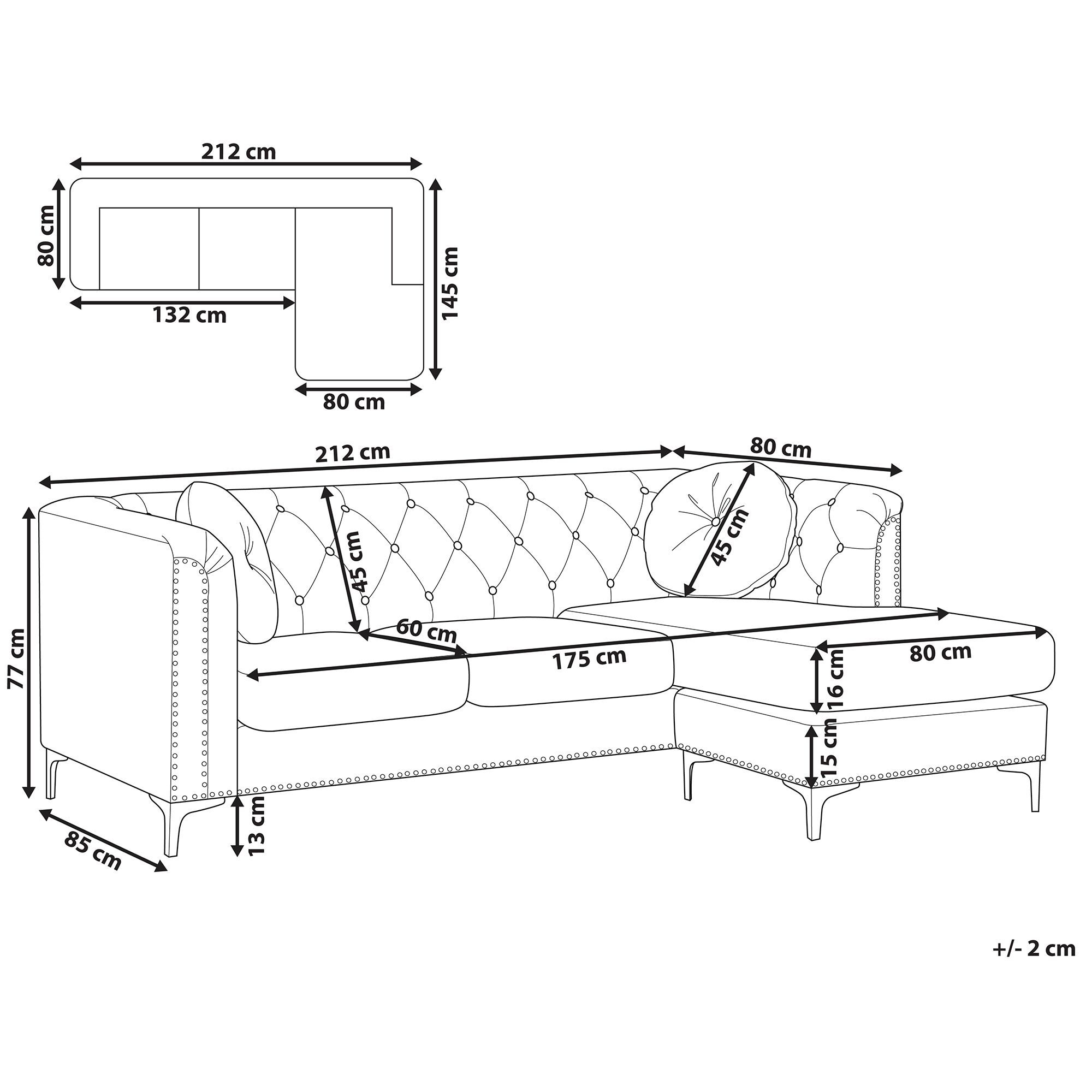 Narożnik welurowy lewostronny szary FLEN