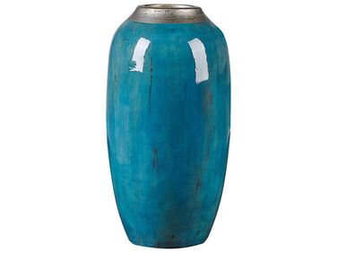 Vase décoratif bleu à col argenté 42 cm MILETUS