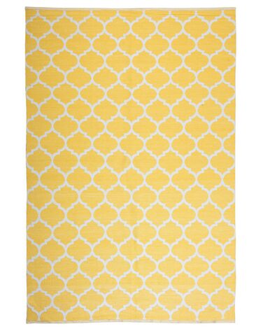 Outdoor Teppich gelb 140 x 200 cm marokkanisches Muster zweiseitig Kurzflor AKSU 
