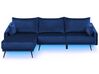 Sofá de canto direito em veludo azul marinho com iluminação LED VARDE_754392