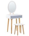 Toaletní stolek se zásuvkou a LED zrcadlem bílý/šedý VESOUL_850248