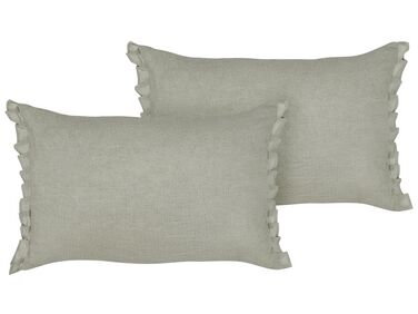 Set of 2 Linen Cushions 30 x 45 cm Light Grey SASSAFRAS