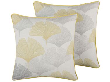 Set of 2 Cushions Leaf Pattern 45 x 45 cm Multicolour CANDYTUFT