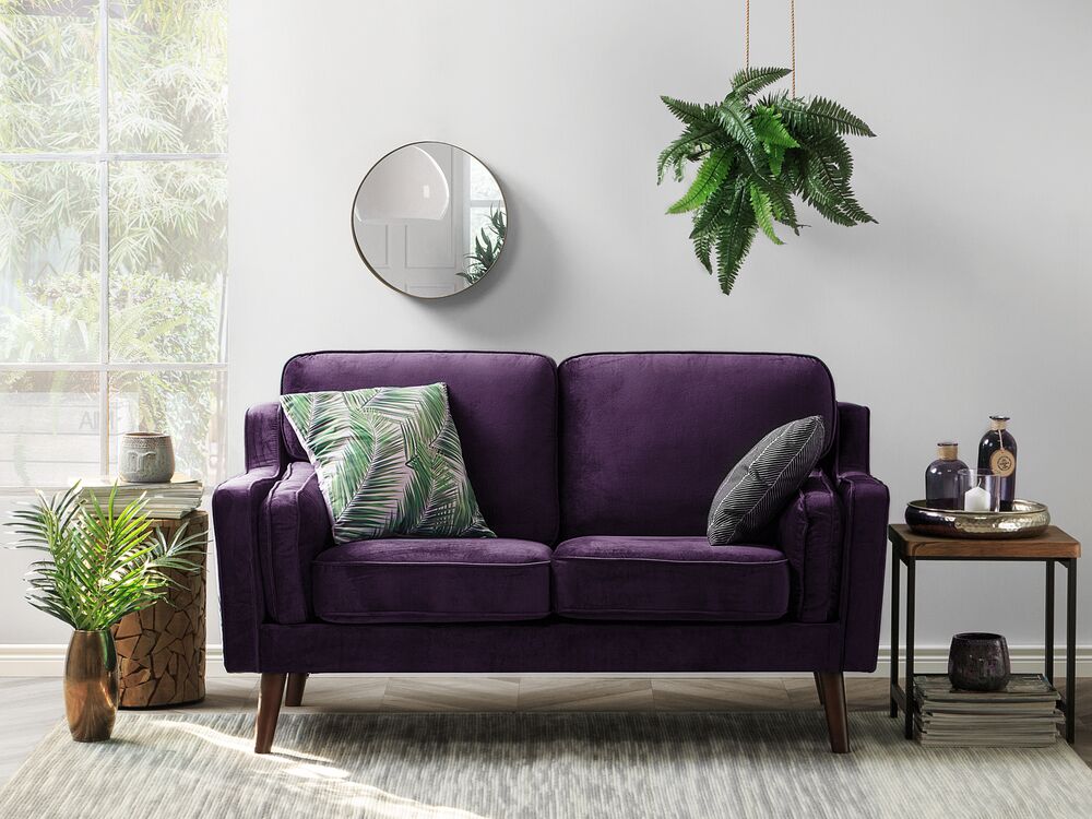 2 Seater Velvet Sofa Purple Lokka Beliani Co Uk 2 Seater Velvet Sofa Purple Lokka, Purple Velvet Sofa Uk