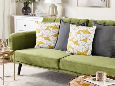 Set of 2 Cotton Cushions Geometric Pattern 45 x 45 cm Yellow CLARKIA