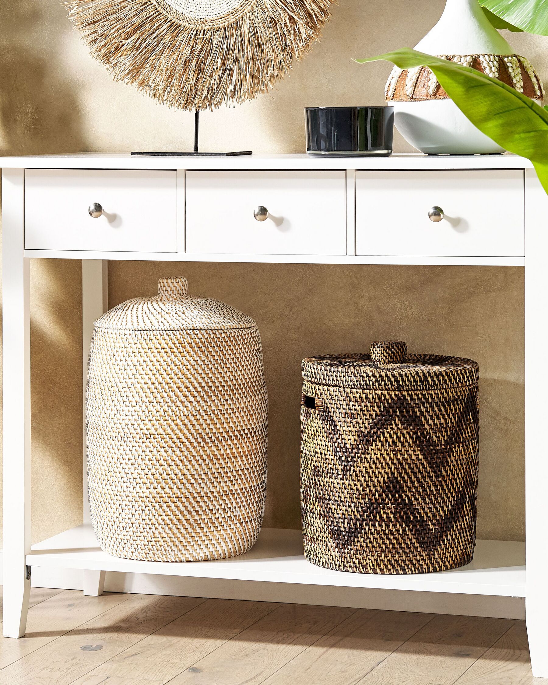 3 Drawer Console Table White GALVA Beliani.co.uk