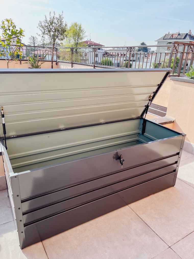 Auflagenbox Stahl grau 165 x 70 cm CEBROSA | Beliani.ch