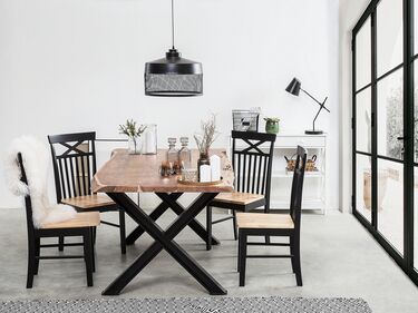 Spisebord akasietre 180 x 95 cm mørkt tre/svart BROOKE