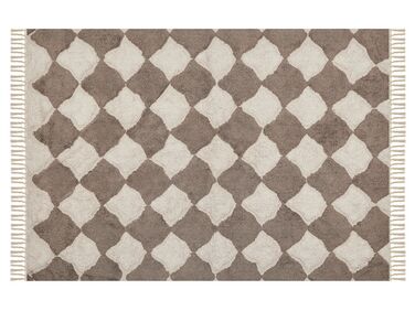 Cotton Area Rug 140 x 200 cm Brown and Beige SINOP