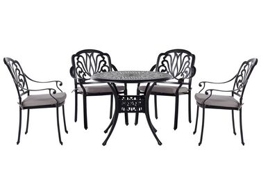 Trädgårdsmöbelset av bord och 4 stolar svart ANCONA