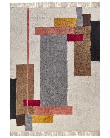 Teppich Baumwolle mehrfarbig 160 x 230 cm geometrisches Muster Kurzflor NIKSAR