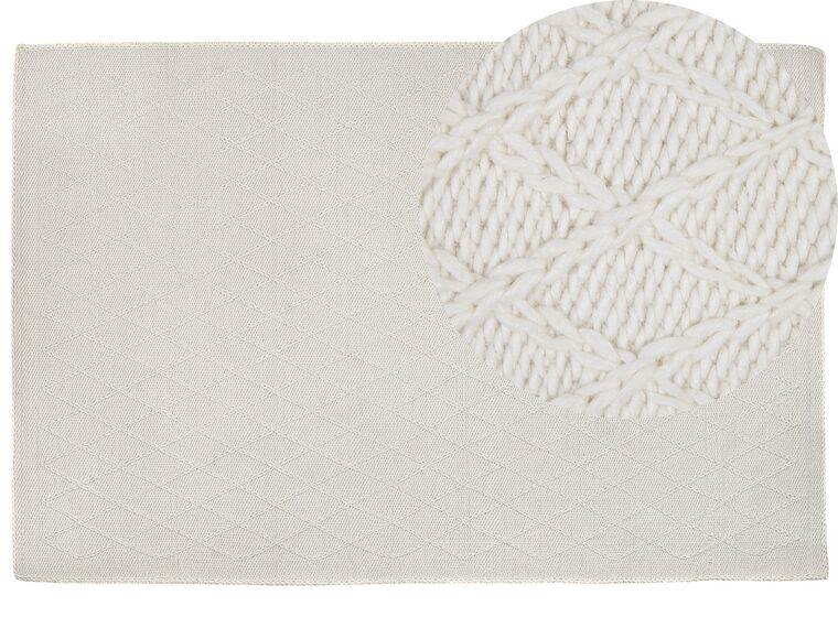 Teppich Wolle cremeweiss 160 x 230 cm Kurzflor ERZIN_802970