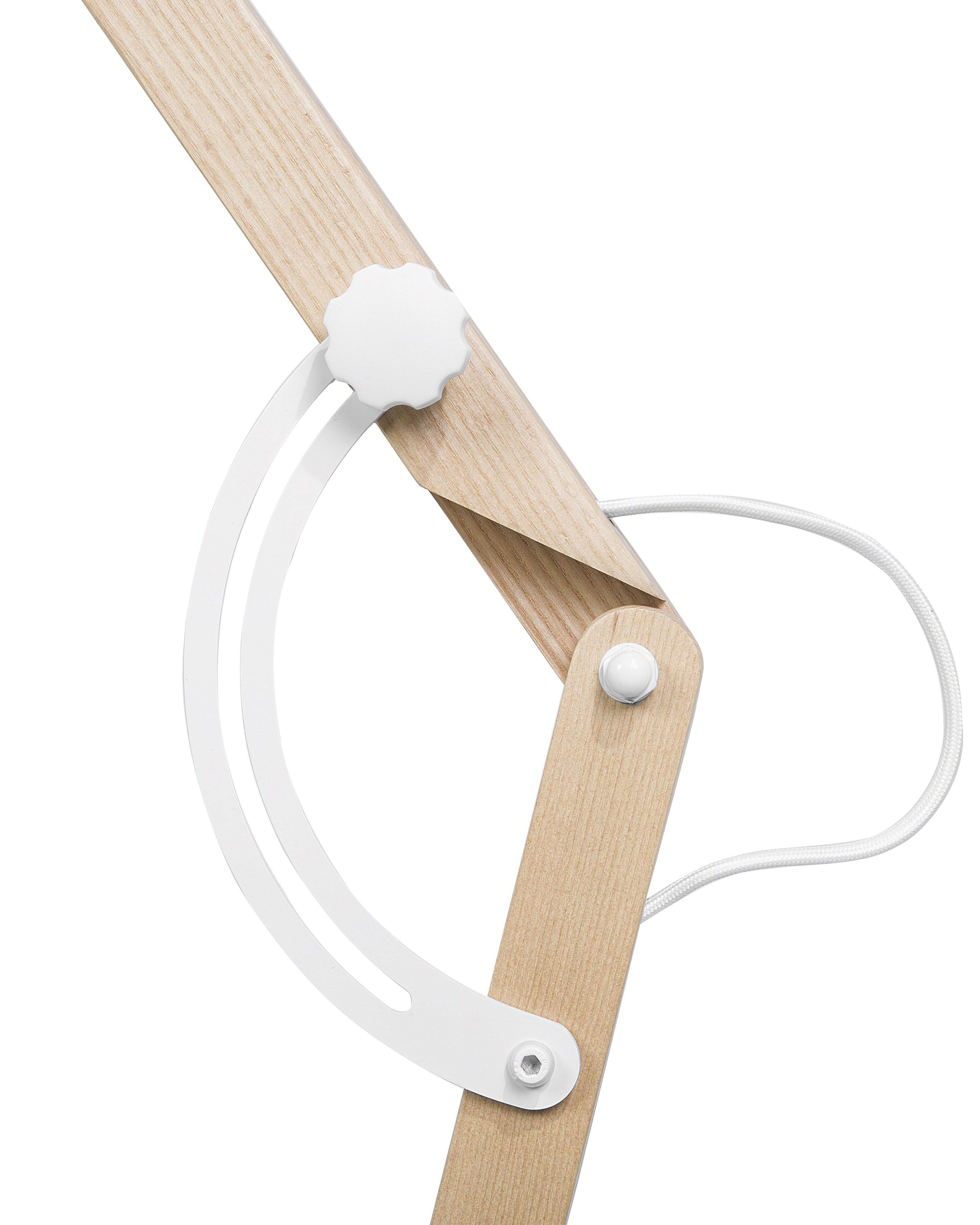 Candeeiro de pé articulado em madeira e metal branco 175 cm HETTON ...