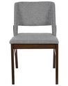 Set of 2 Fabric Dining Chairs Dark Wood and Grey BELLA_837779