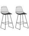 Set of 2 Metal Bar Chairs Black PRESTON_702468