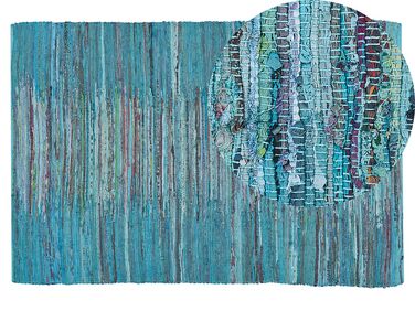 Modrý tkaný bavlněný koberec 140x200 cm MERSIN