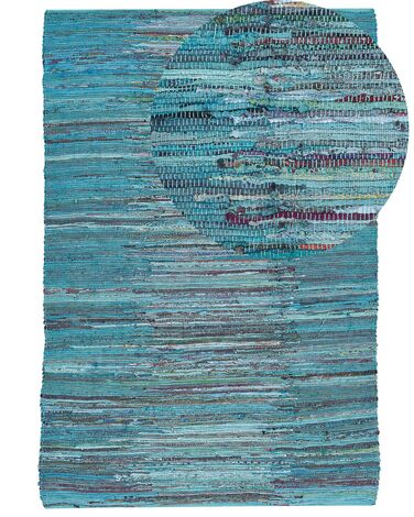 Tappeto azzurro in cotone 140 x 200 cm MERSIN