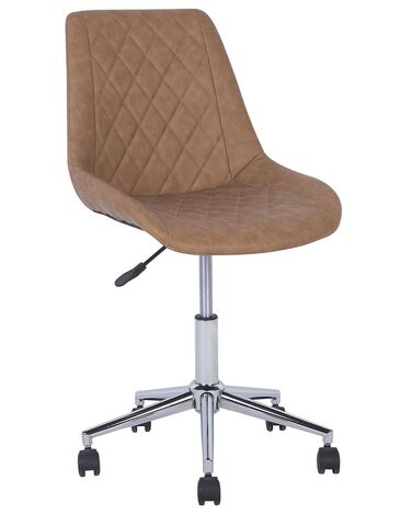 Faux Leather Armless Desk Chair Golden Brown MARIBEL