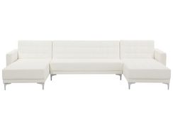 5-istuttava valkoinen keinonahkaverhoiltu U-kulmavuodesohva ABERDEEN 5-istuttava valkoinen keinonahkaverhoiltu U-kulmavuodesohva ABERDEEN