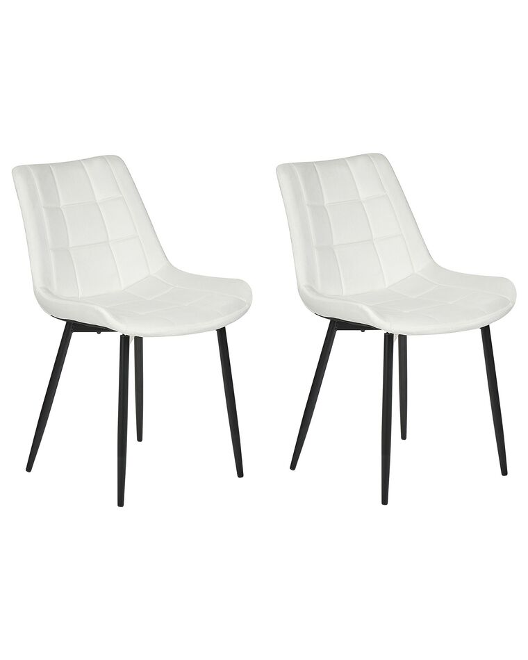 Conjunto de 2 sillas de comedor de terciopelo blanco crema MELROSE II_885763
