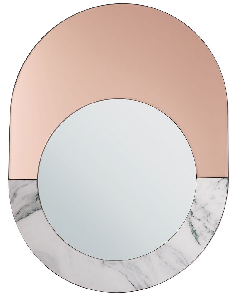 Wandspiegel roségold / weiß Marmor Optik oval 65 x 50 cm RETY_904354