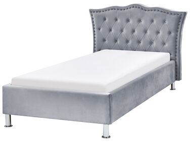 Zamatová posteľ 90 x 200 cm sivá METZ