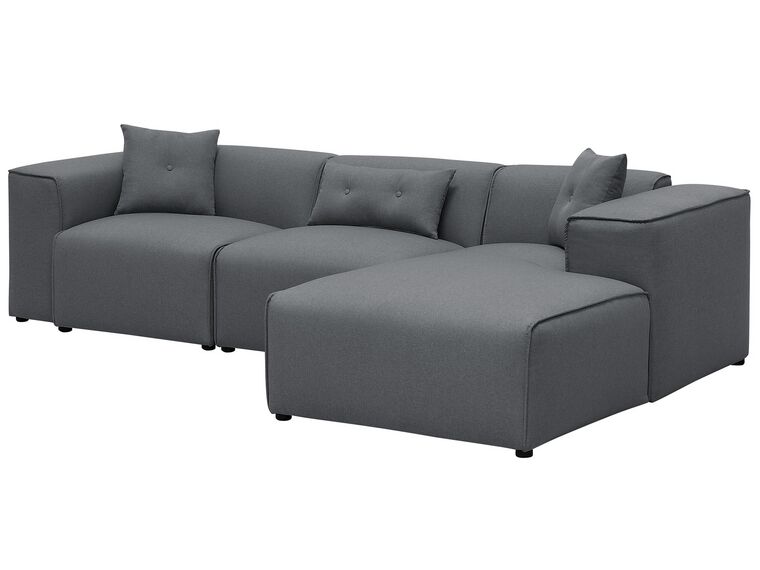 Left Hand Fabric Corner Sofa Dark Grey DOLVA Beliani.co.uk