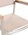 Conjunto de 6 sillas de jardín de poliéster/acero beige arena/plateado/madera clara GROSSETO_724724
