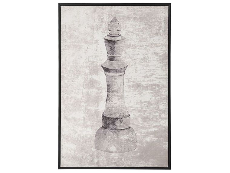 Chess Framed Canvas Wall Art 63 x 93 cm Grey BUDRIO_816191